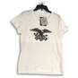 NWT Womens White Graphic Print Crew Neck Short Sleeve Pullover T-Shirt Size XL image number 1
