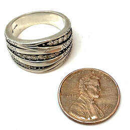 Designer Silpada 925 Sterling Silver Cubic Zirconia Stone Organic Band Ring alternative image