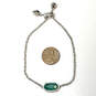 Designer Kendra Scott Silver-Tone Green Crystal Cut Stone Chain Bracelet image number 5