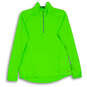 Womens Neon Green Long Sleeve 1/4 Zip Mock Neck Pullover Sweater Size S image number 1
