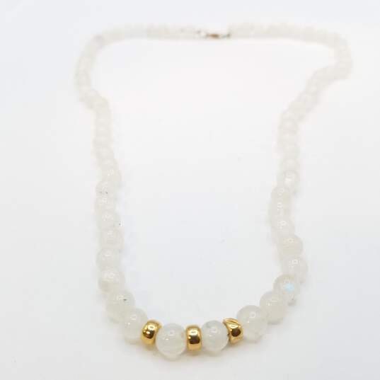 14K Gold Chalcedone Bead 19.in Collar Necklace 25.1g image number 2