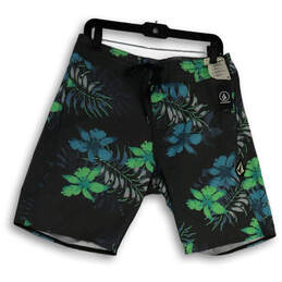 NWT Mens Multicolor Tropical Pockets Drawstring Bermuda Shorts Size 32