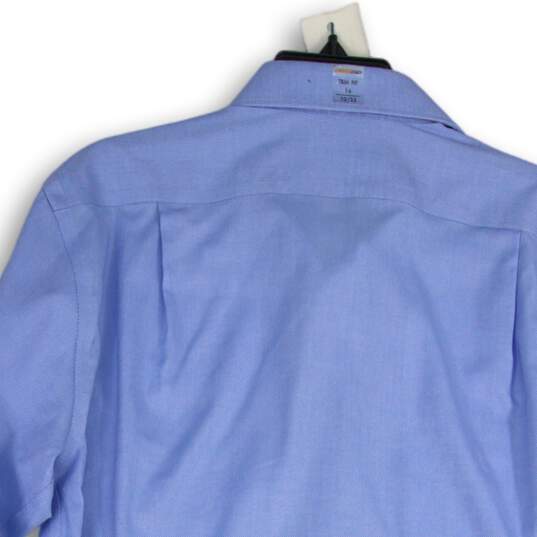 NWT Lorenzo Uomo Mens Blue Long Sleeve Spread Collar Dress Shirt Sz 16 (32/33) image number 4