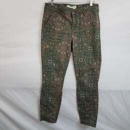 Anthropologie women's earth tone abstract print skinny jeans size 30