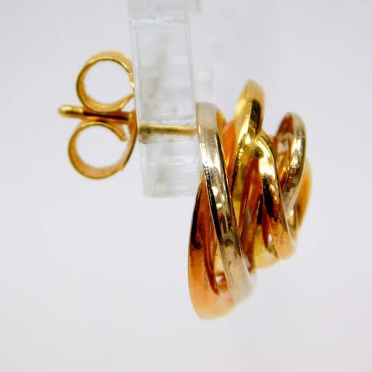 18K Tri Color Gold Knot Stud Earrings 6.4g image number 3