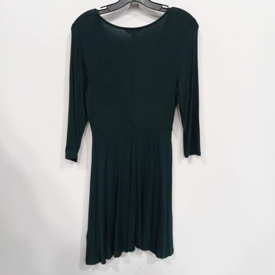 Express Women's Dark Green 3/4 Zip Fit & Flare Mini Dress Size S NWT image number 2