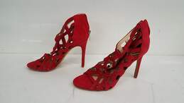Vince Camuto Tatiana Red Suede Heels Size 7.5 alternative image