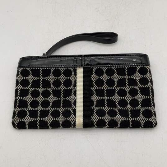 Kate Spade Womens Black White Geometric Classic Clutch Zip Wristlet Wallet image number 2