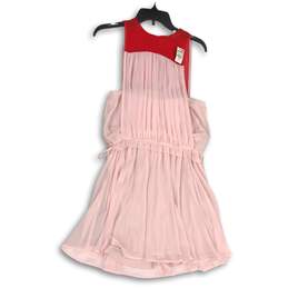 NWT Womens Pink Red Color Block Sleeveless Keyhole Back Mini Dress Size M