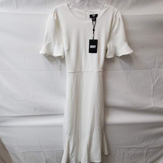 DKNY White Belted Shift Dress Size 10 image number 1