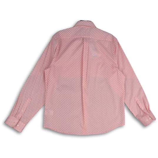 Lands' End Mens Pink White Traditional Fit Long Sleeve Button-Up Shirt Size L image number 2