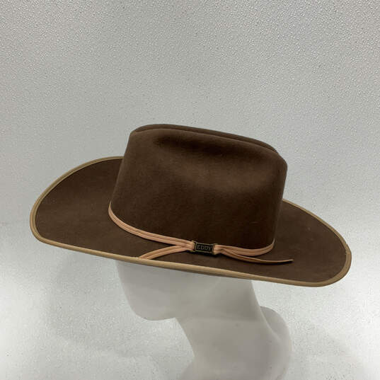 Unisex Brown Lightweight Wide Brim Classic Western Cowboy Hat One Size image number 4