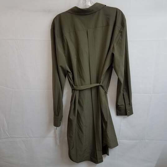 Calvin Klein army green belted silky shirt dress 16 image number 2