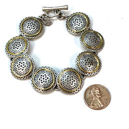 Designer Lucky Brand Two-Tone Round Disk Fashionable Chain Bracelet alternative image