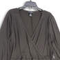 Womens Black V-Neck Long Balloon Sleeve Pullover Wrap Dress Size 18/20 image number 3