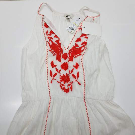 Joie women's red / white cotton embroidered halter neck summer dress S image number 2