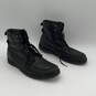 Mens Black Leather Round Toe High Top Lace-Up Combat Boots Size 10.5 image number 1