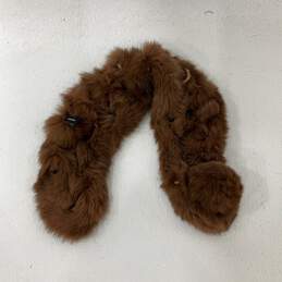 Womens Brown Rabbit Fur Neck Warmer Multifunctional Rectangle Scarf