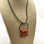 Designer Silpada 925 Sterling Silver Leather Cord Coral Pendant Necklace image number 1