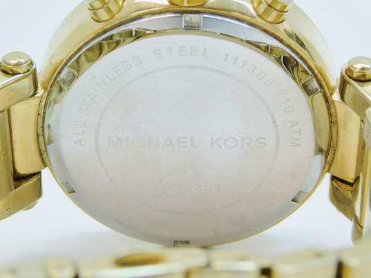 Michael Kors MK-5354 Icy CZ Bezel Chronograph Watch & Betsey Johnson Heart Pendant Necklace 162.1g image number 4