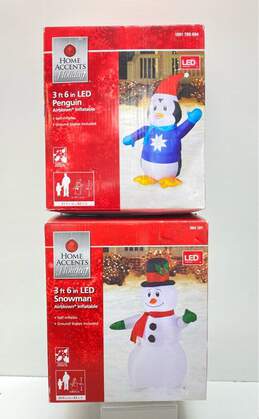 Home Accents Holiday LED Snowman & Penguin Self Inflatable Décor