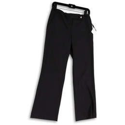 NWT Womens Gray Classic Fit Flat Front Straight Leg Dress Pants Size 4P