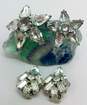 VTG Weiss Silvertone Icy Rhinestones Clip On Earrings & Star & Circle Brooches image number 4