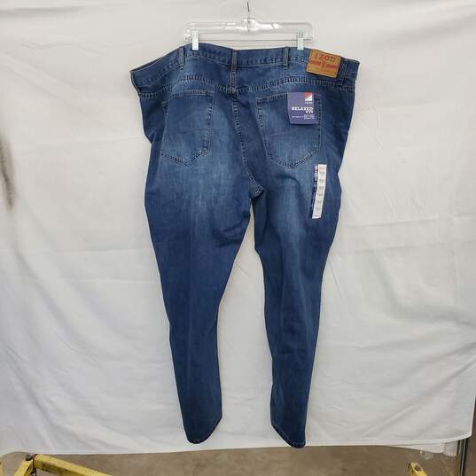 Izod Blue Cotton Blend Relaxed Fit Straight Leg Jeans MN Size 54x32 NWT image number 2