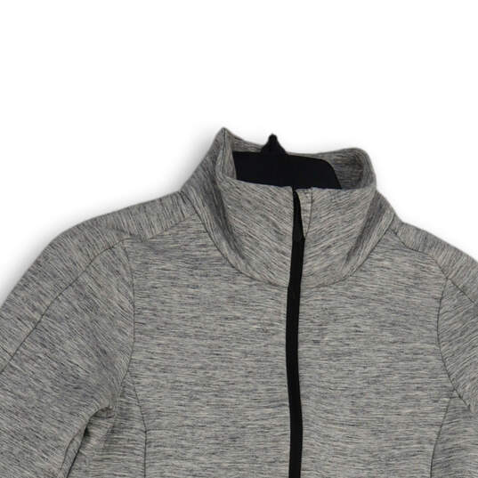 Womens Gray Space Dye Mock Neck Long Sleeve Full-Zip Jacket Size 2 image number 3