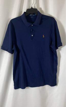 Polo Ralph Lauren Mens Blue Cotton Classic Fit Casual Polo Shirt Size Large