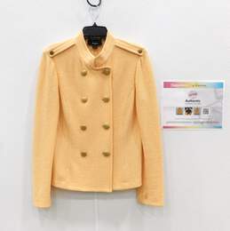 Women's St. John Orange Knitted Gold Button Up Jacket Size 10