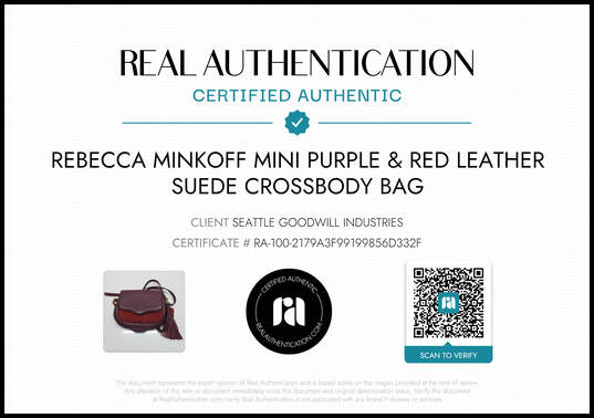 Rebecca Minkoff Mini Burgundy Red Leather & Suede Crossbody Bag AUTHENTICATED image number 2