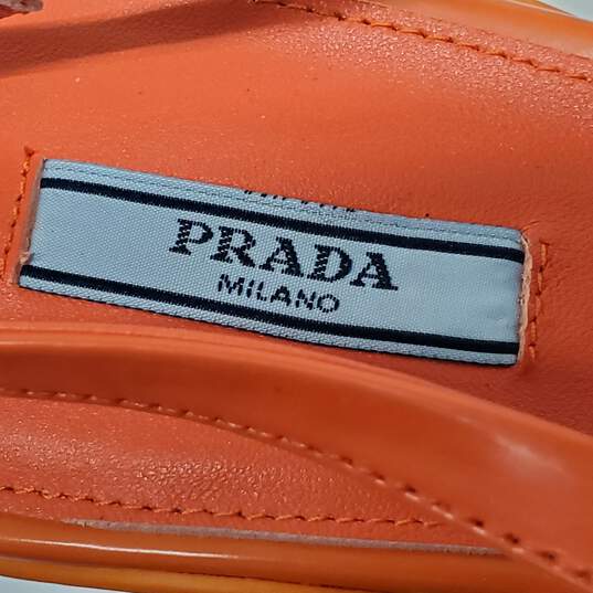 Prada Women's Orange Leather Slingback Pointed Toe Low Heels Size 7 w/COA image number 9