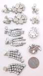 Vintage Pell & Fashion Variety Clear & Blue Rhinestone Silver Tone Clip-On & Screw-Back Earrings 50.3g image number 9