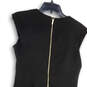 Womens Black Sleeveless Split Neck Back Zip Knee Length Sheath Dress Sz 4 image number 4