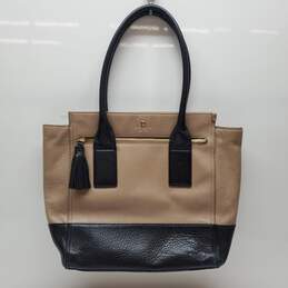 Kate Spade Tone Pebbled Leather Brown/Camel & Black Satchel Bag