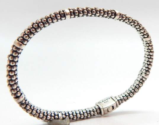 Lagos Caviar 925 Granulated & Smooth Beaded Chain Bracelet 23.1g image number 5