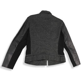 Womens Black Gray Wool Blend Faux Leather Long Sleeve Full-Zip Jacket Sz XL alternative image