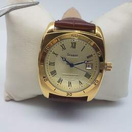 Stauer 37mm WR 3ATM Gold Dial Date Men's Watch 55g