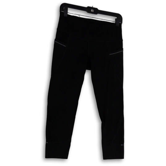 Womens Black Side Pockets Stretch Pull-On Cropped Leggings Size Small image number 2