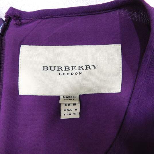 Burberry London Purple Knee-Length Women's Dress Size 8 with COA image number 5