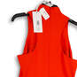NWT Womens Orange Sleeveless Mock Neck Back Zip Fit & Flare Dress Size 10 image number 4