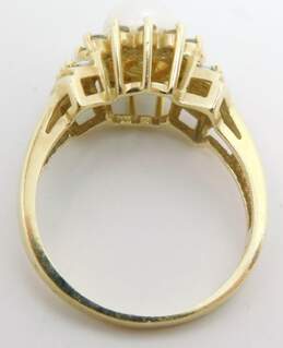 14K Yellow Gold 0.50 CTTW Diamond Pearl Ring 4.8g alternative image