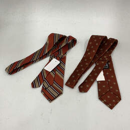 NWT Lot Of 2 Mens Red Beige Striped Silk Four In Hand Knot Pointed Necktie alternative image