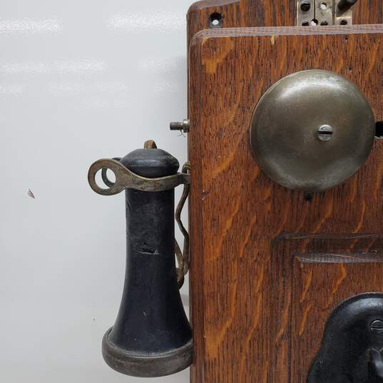 Antique 1900's Swedish American Phone Oak Wood Wall Crank Telephone UNTESTED image number 3