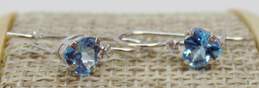 10KP White Gold Faceted Topaz Heart & Cubic Zirconia Accented Drop Earrings 0.7g