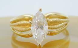 Elegant 14K Yellow Gold Marquise Cut CZ Solitaire Ring 5.9g alternative image
