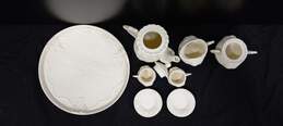 Beige Porcelain Tea Set w/Dish, Kettle, Cream and Sugar Dish, Tea Cups and Saucers alternative image