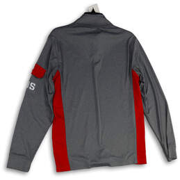 Mens Gray Red Mock Neck 1/4 Zip Long Sleeve Activewear T-Shirt Size M alternative image