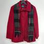 Women's London Fog Deep Red Woolen Pea Coat & Scarf Sz L image number 1